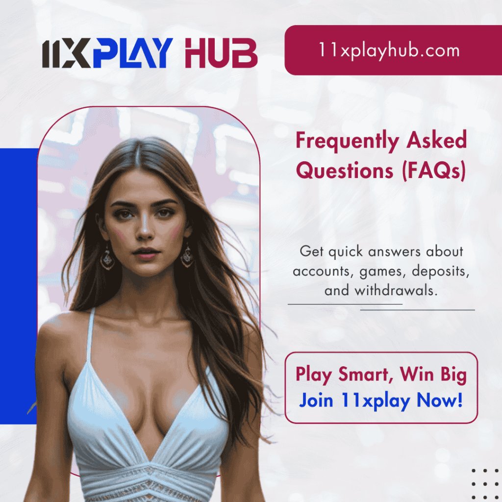 11xplay FAQs page banner with information about accounts, games, deposits and withdrawals