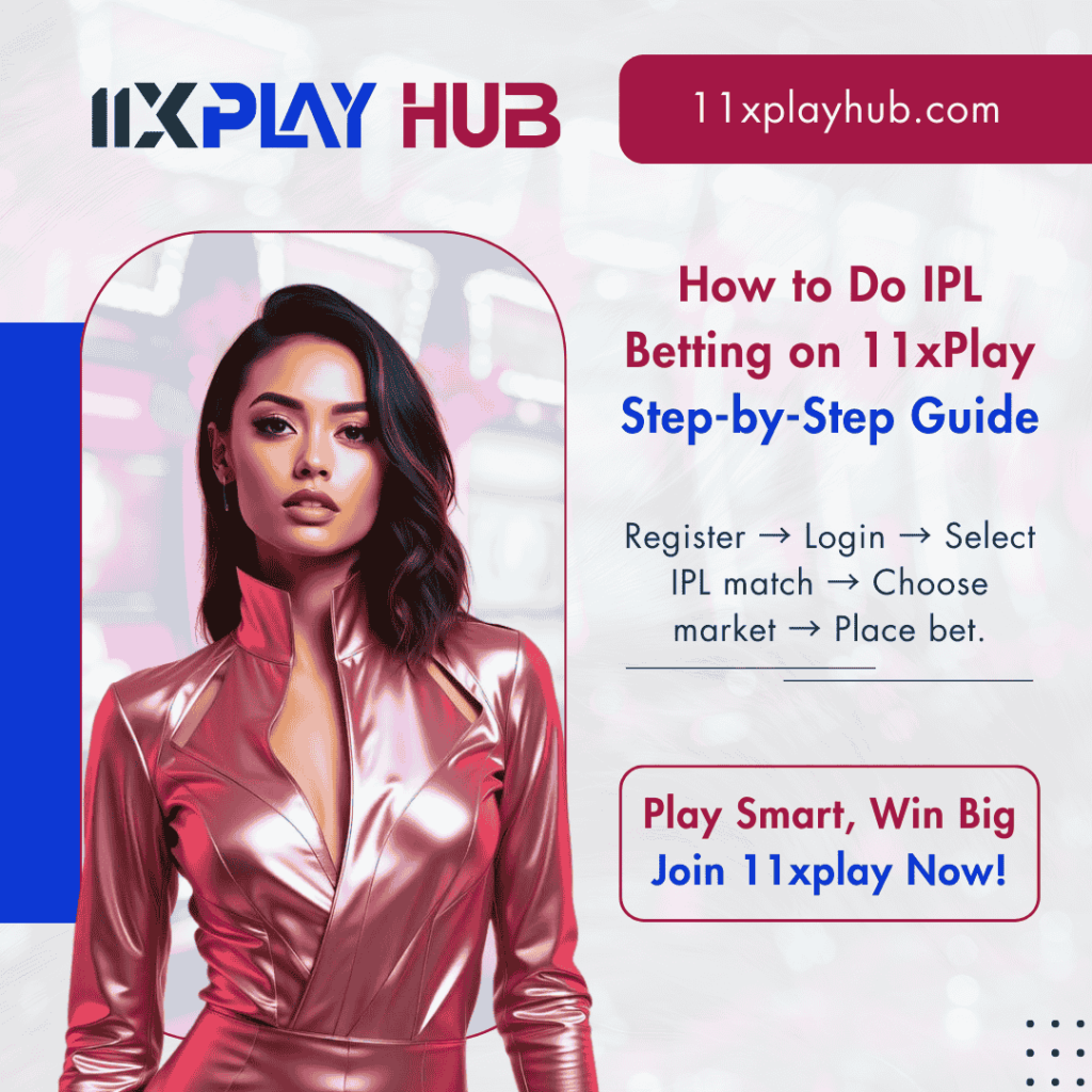Step-by-step guide banner explaining how to do IPL betting on 11xplay including register, login, select match and place bet